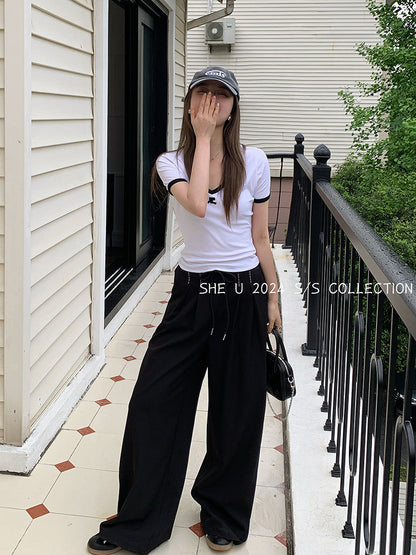 2024 Women's Loose Polyester Pants - Versatile Casual Trousers with High Waist 13Hongs