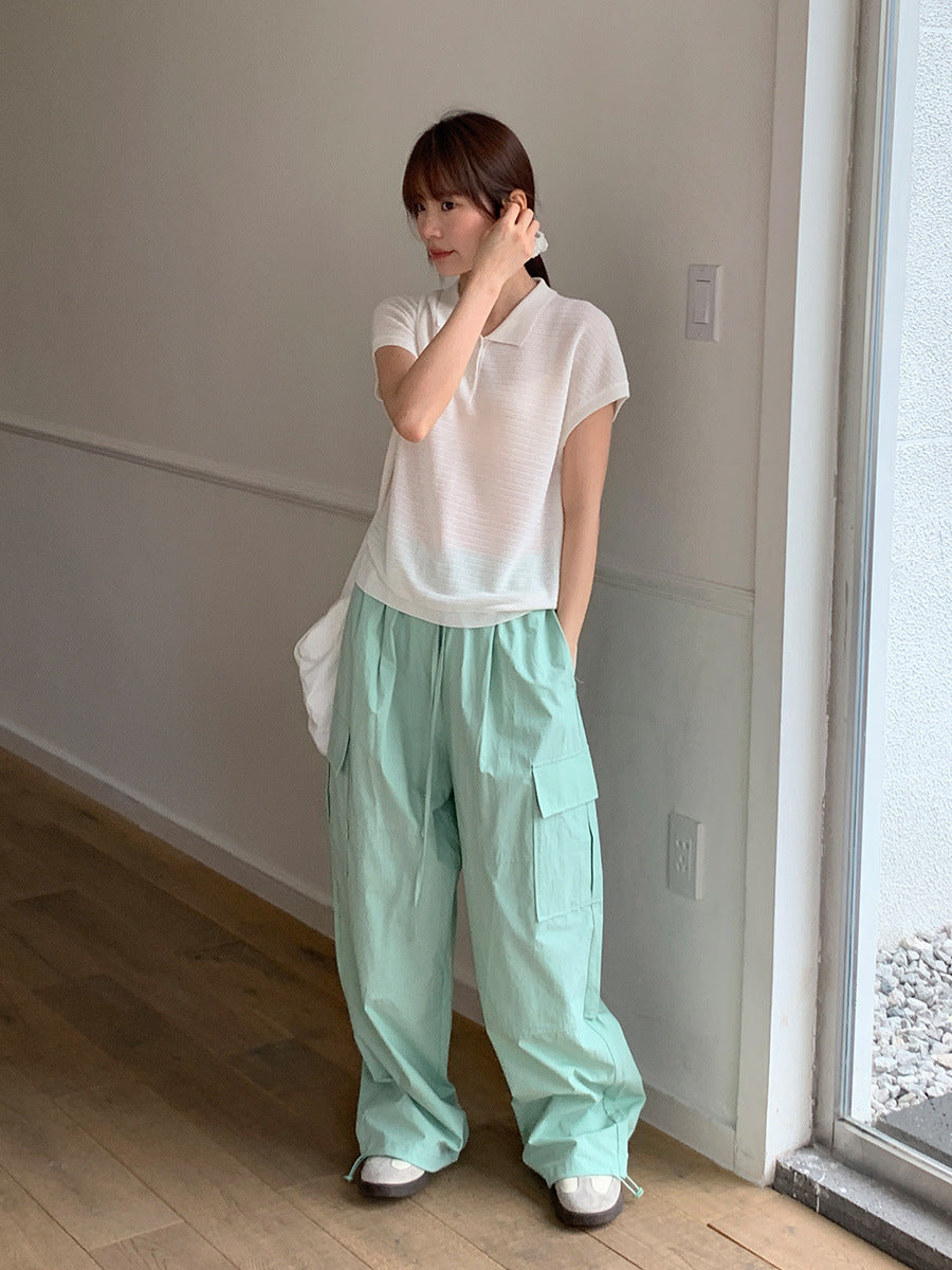 2024 New Women's Korean Style High-Waisted Straight Pants - 52036