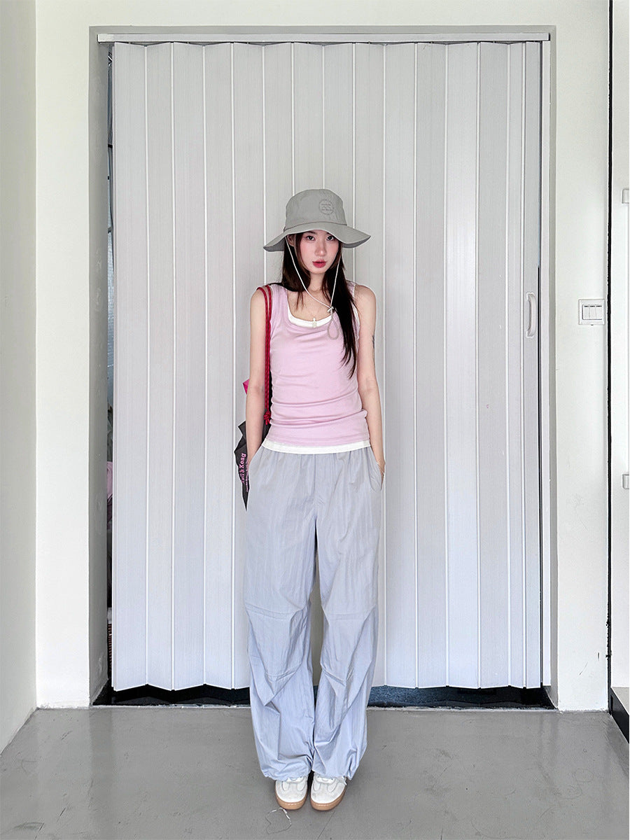 76154 Women's Loose Pleated Ankle Trousers in Cool Tooln Style