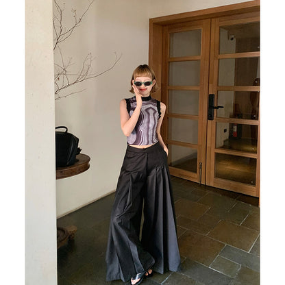 Japanese Style Pleated High-Waist Loose Pants for Women - 240369 13Hongs