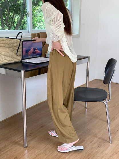 2024 New Women's Korean Style High-Waist Straight-Leg Pants - 50389