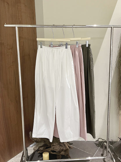 2024 Summer New Women's Pleated Texture Elastic Waist Casual Pants KA065