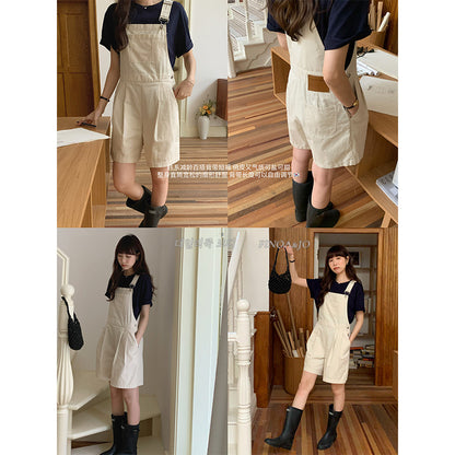 2024 Summer Korean Style Youthful-Look Suspender Shorts - 2129