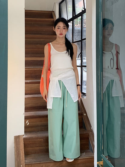 2024 New Loose Korean Style Women's Pure Color Casual Pants - 50621