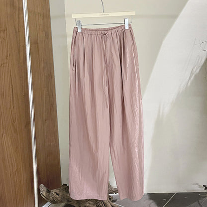 2024 Summer New Women's Pleated Texture Elastic Waist Casual Pants KA065