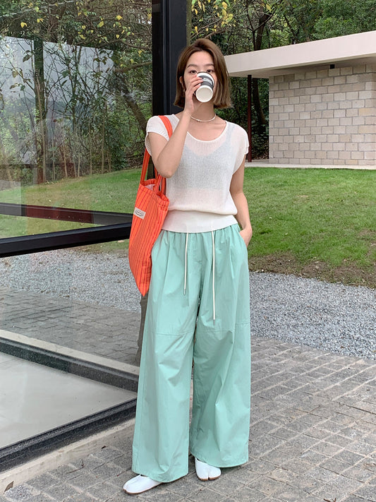 2024 New Loose Korean Style Women's Pure Color Casual Pants - 50621