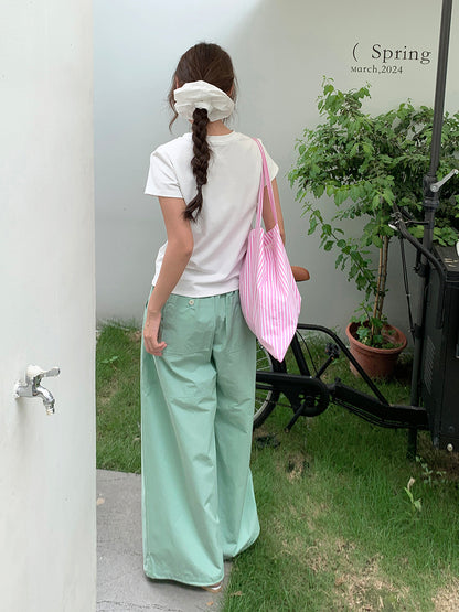 2024 New Loose Korean Style Women's Pure Color Casual Pants - 50621