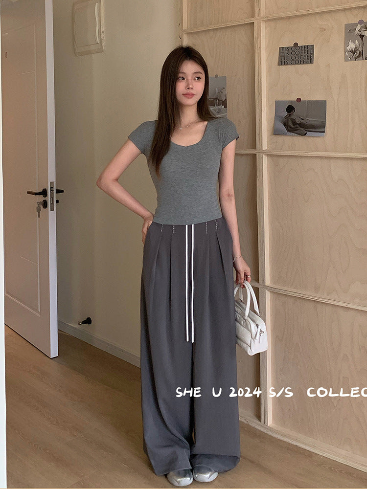 2024 Women's Loose Polyester Pants - Versatile Casual Trousers with High Waist 13Hongs