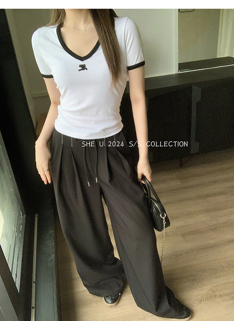 2024 Women's Loose Polyester Pants - Versatile Casual Trousers with High Waist 13Hongs