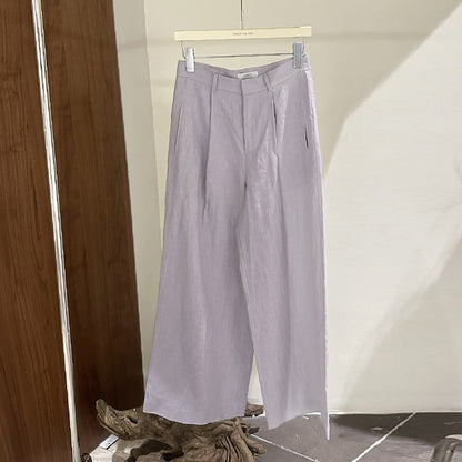 Women's Casual Linen Blend Straight Leg Pants - KA658 13Hongs