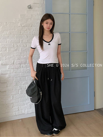 2024 Women's Loose Polyester Pants - Versatile Casual Trousers with High Waist 13Hongs